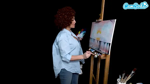 Big Tits MILF Ryan Keely Cosplay As Bob Ross Gets Horny During Painting Tutorial