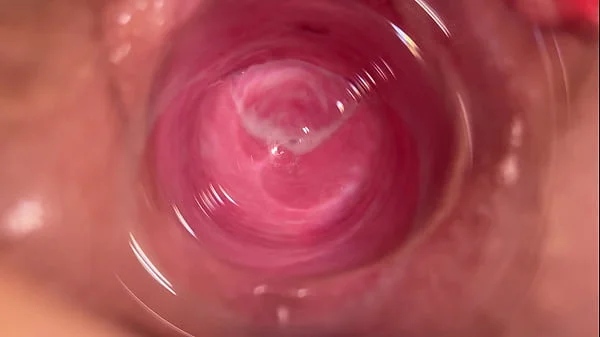 Camera deep inside Mia's vagina