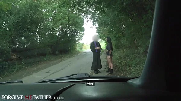Forgive Me Father - rock chick with big tits fucked by 3 big cocks in filthy rough hardcore scene ending with orgasm squirt juice dripping down her leg and cum on her face