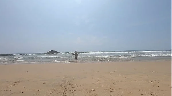 Walking nude freely & having fun on public nudist beach