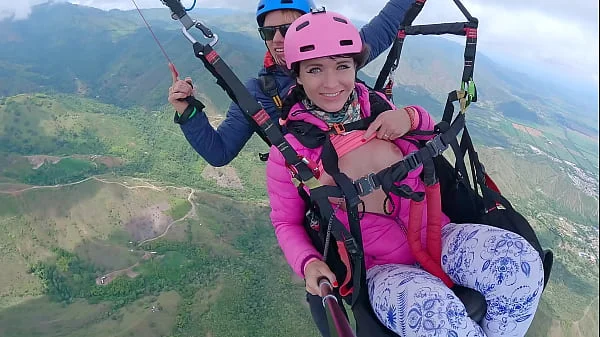 Wet Pussy SQUIRTING IN THE SKY 2200m High In The Clouds while PARAGLIDING