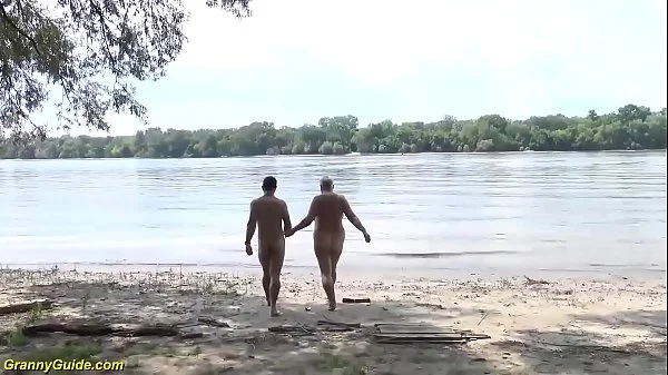 grandma rough banged on public beach