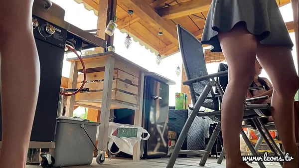 No Panties Party Girls having a BBQ Day Outdoors with their BFF to show legs and Pussy under Skirts