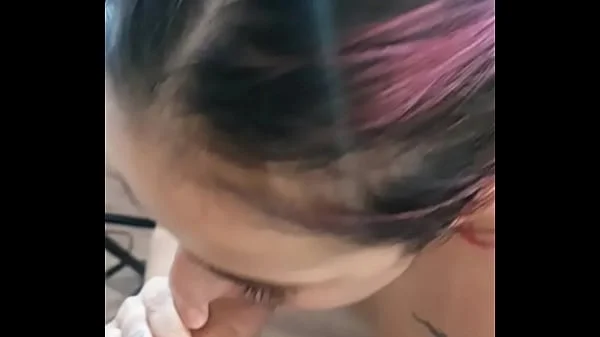 Little whore asks to suck the boss's dick until she gets all the milk in her mouth