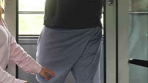 An unknown girl touches my dick in the train and then I jerk off in the bathroom.
