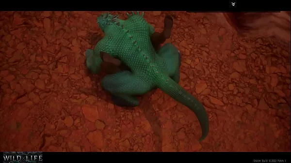 A girl is fucked by a lizard with two cocks - Wild Life