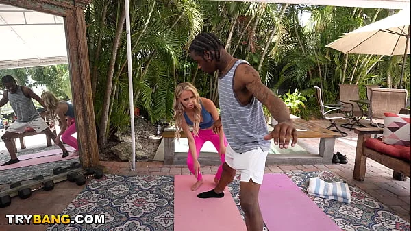 BANGBROS - Yoga Instructor Katalina Blue Stretched Out By Damion Dayski's Big Black Cock