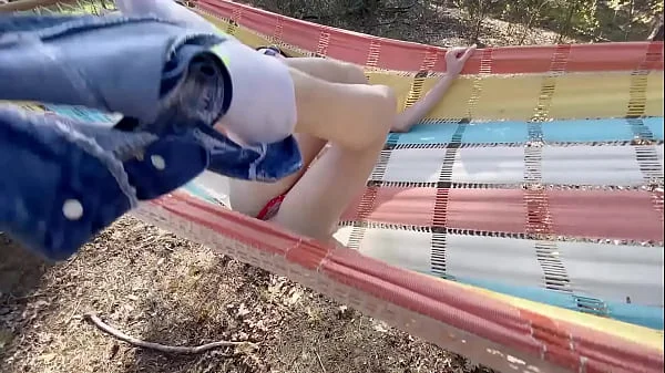 PETITE BABY FUCKED HARD IN THE ASS IN A HAMMOCK AT A PICNIC