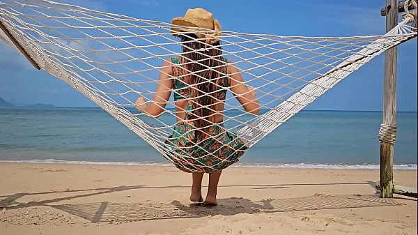 Long Dress NO PANTIES flashing on Public Beach