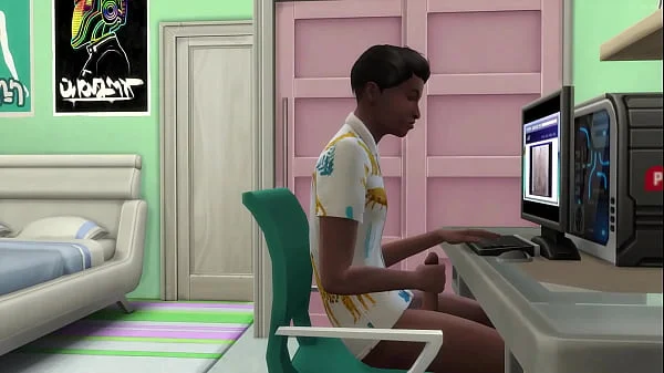 Indian Stepmom catches her stepson masturbating in front of the computer watching porn videos || adult videos || Porn Movies