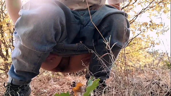Pee outdoors, risky toilet  in the forest