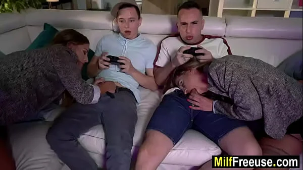 Lucky stepson has two stepmoms to fuck