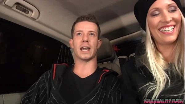 Boosty blondie takes stranger in the car for fuck and massive cum on her big tits