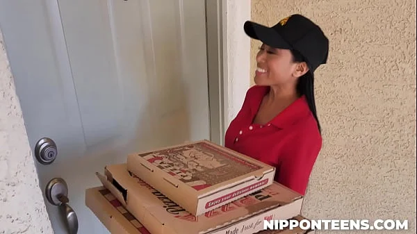 Two Guys Playing with Delivery Girl - Ember Snow - Nipponteens.com