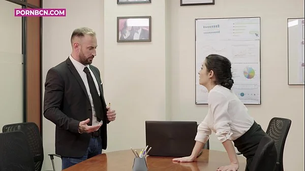 Hot bitch mature latina fucking with the young boy of the office with a big cock Bianka Blue, Tommy Cabrio anal rough real sex by PORNBCN 4K