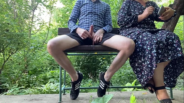 MILF gets her cum outside