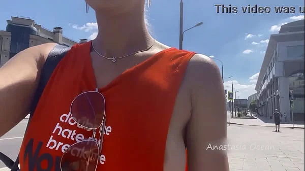 Flashing boobs in the city. Public