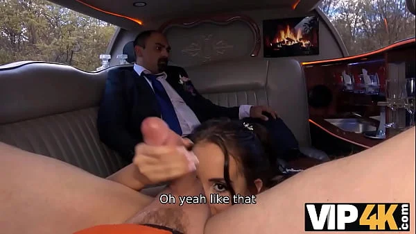 VIP4K. Bride permits husband to watch her having ass scored in limo